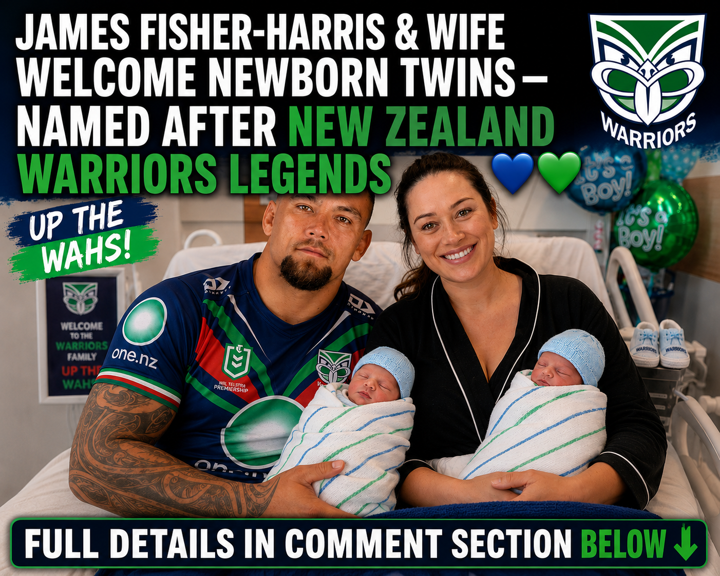 🚨BREAKING: James Fisher-Harris & Wife Welcome Newborn Twins — Babies Reportedly Named After New Zealand Warriors Legends…see more ⤵️